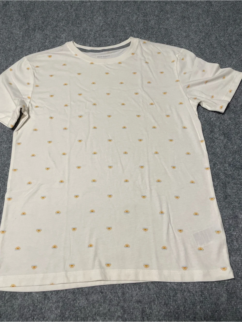 Old Navy Cream Short-Sleeve Tee with Small Yellow Sun Motifs